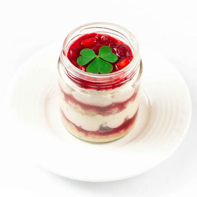 "ITC Kakatiya Citrus Cheese Cake with Raspberry Crème (Jar Cake) - Click here to View more details about this Product